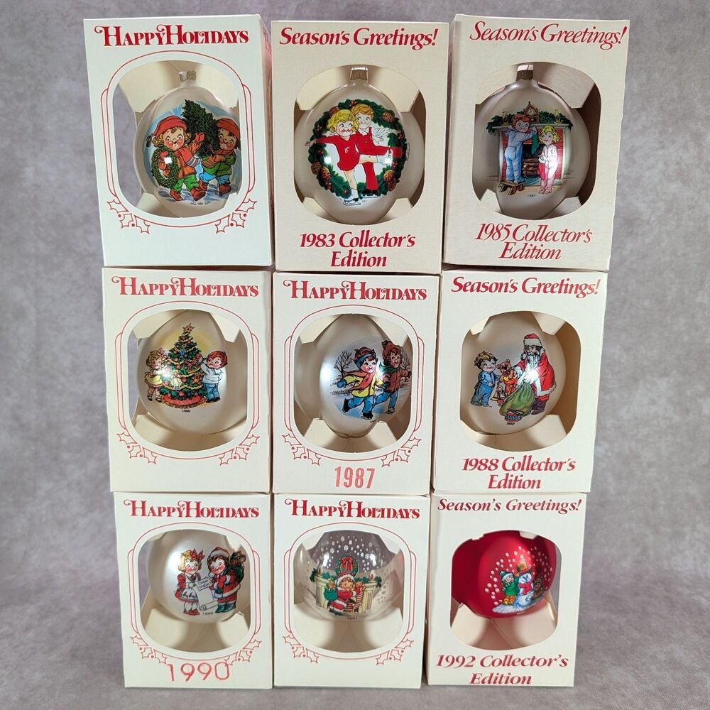 Campbell's Soup Kids Christmas Ball Ornaments Lot Of 9 1982-92 Missing 1984 1989